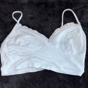 Stylish Blue Crop Top with V-Neck and Adjustable Straps